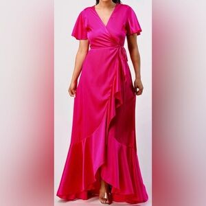 Hot Pink wrap Gown